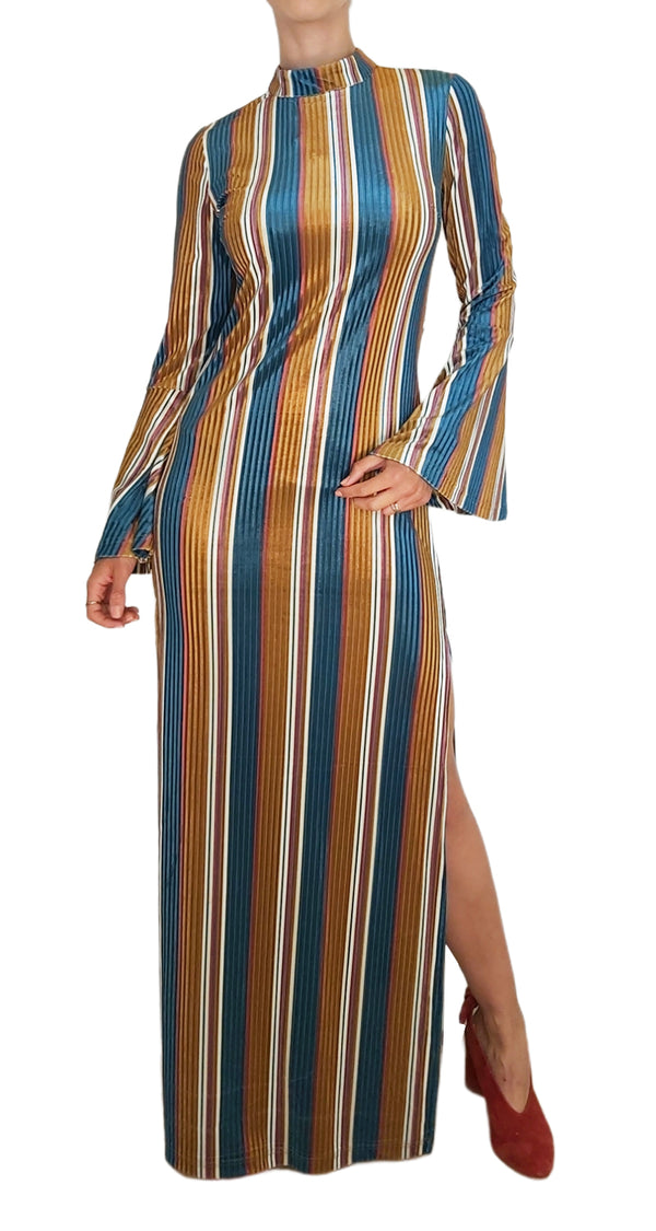 Vestido Stripes Velvet Multicolor Weili Zheng by Magma