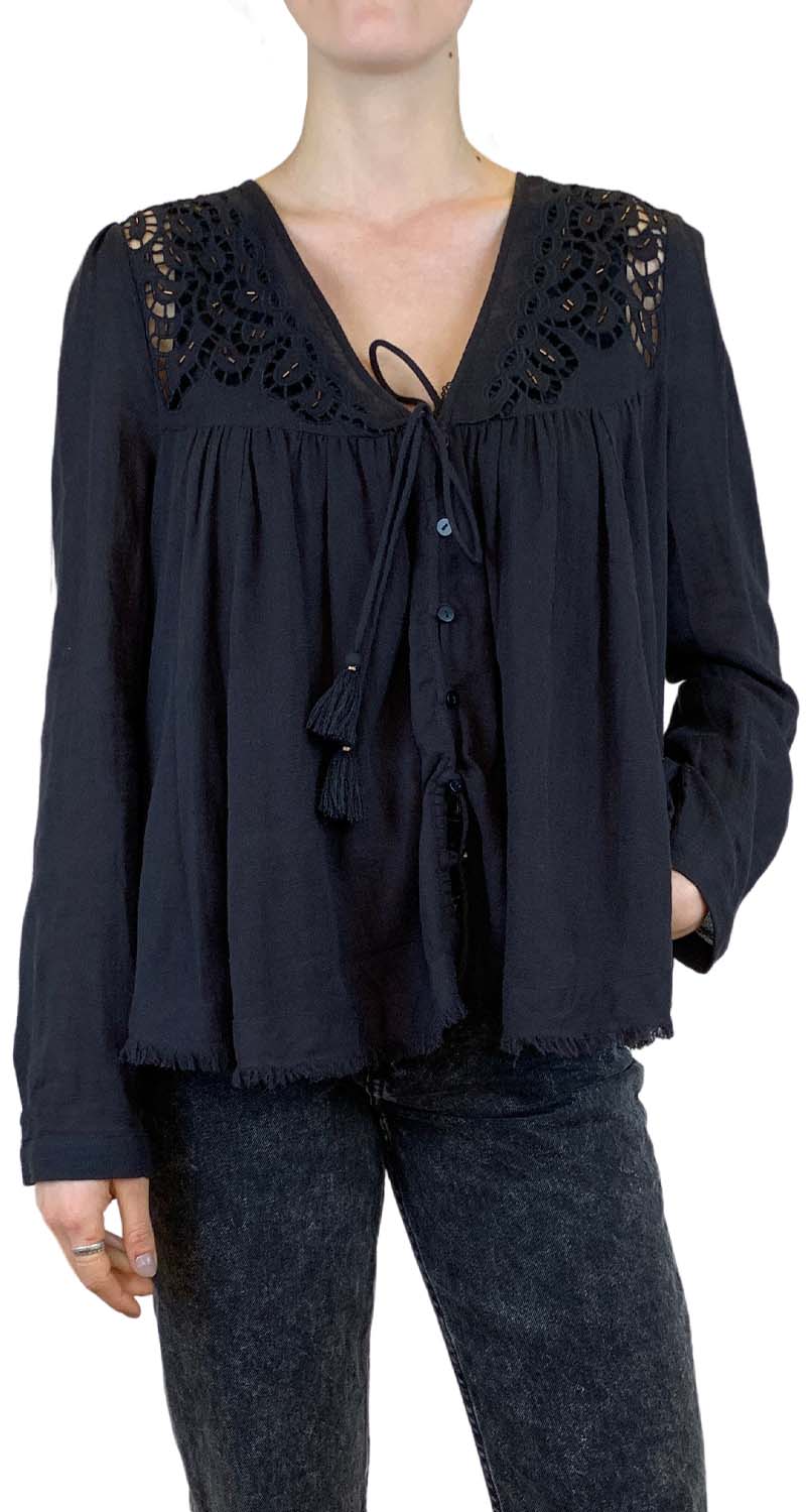 Blusa Macramé Negro