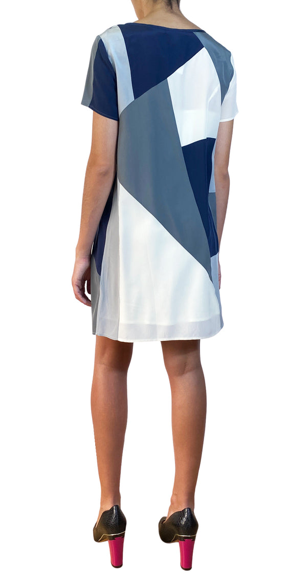 Vestido Seda Color Block