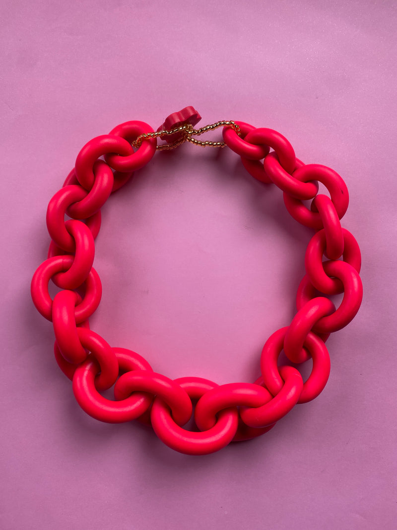 Collar Eslabón Fucsia Neón