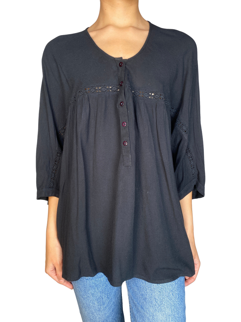 Blusa Broderie Negro