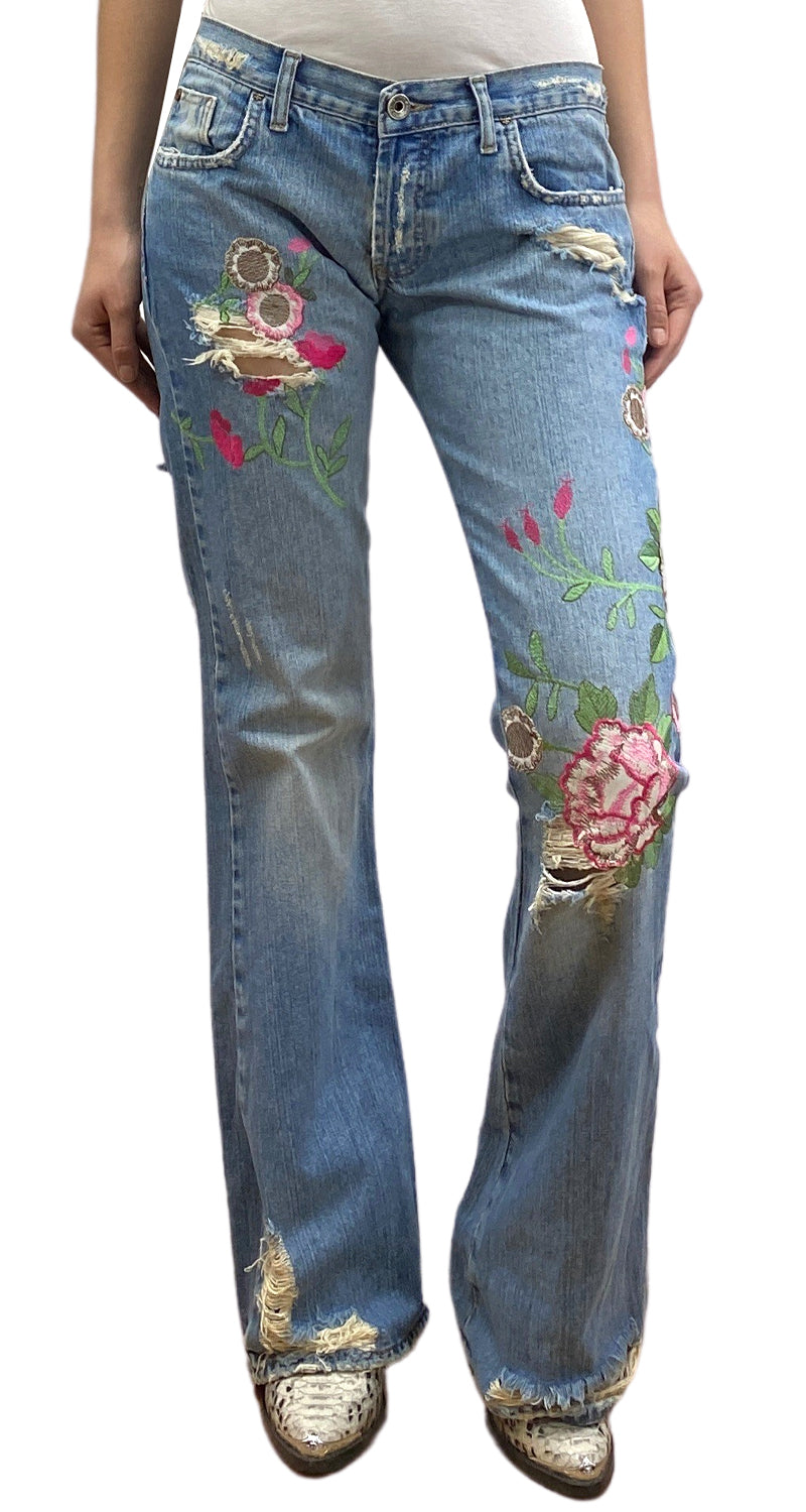 Jeans Bordado Flores