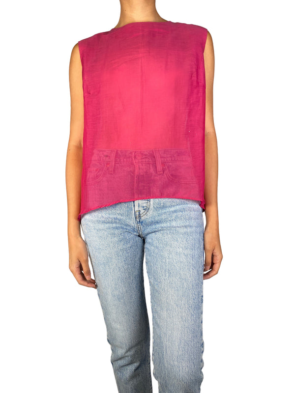 Blusa Seda Fucsia Traslucida