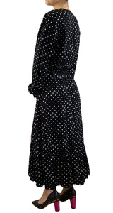 Vestido Maxi Negro Lunares