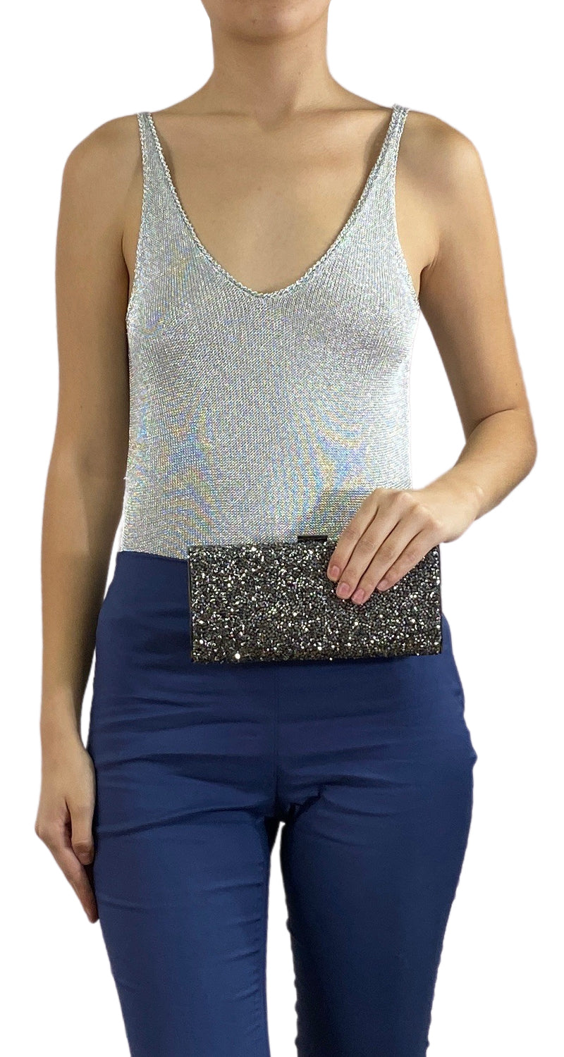 Clutch Plateado Brillante