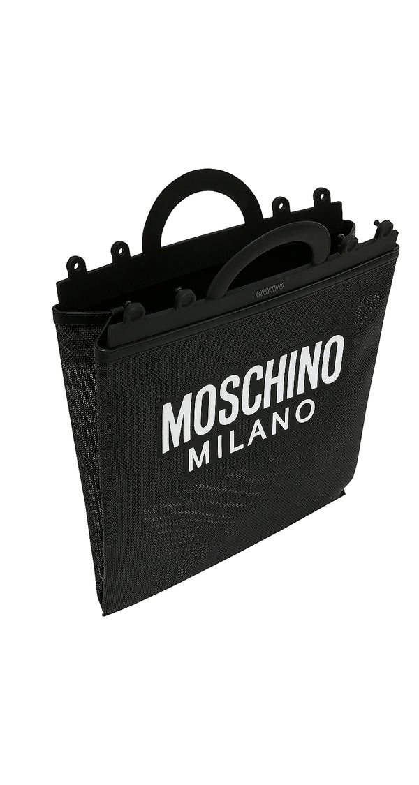 Black Mesh Logo Shopper Bag