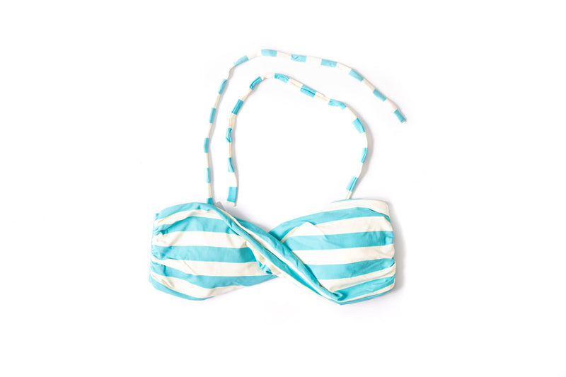 Top Bikini Azul Y Blanco