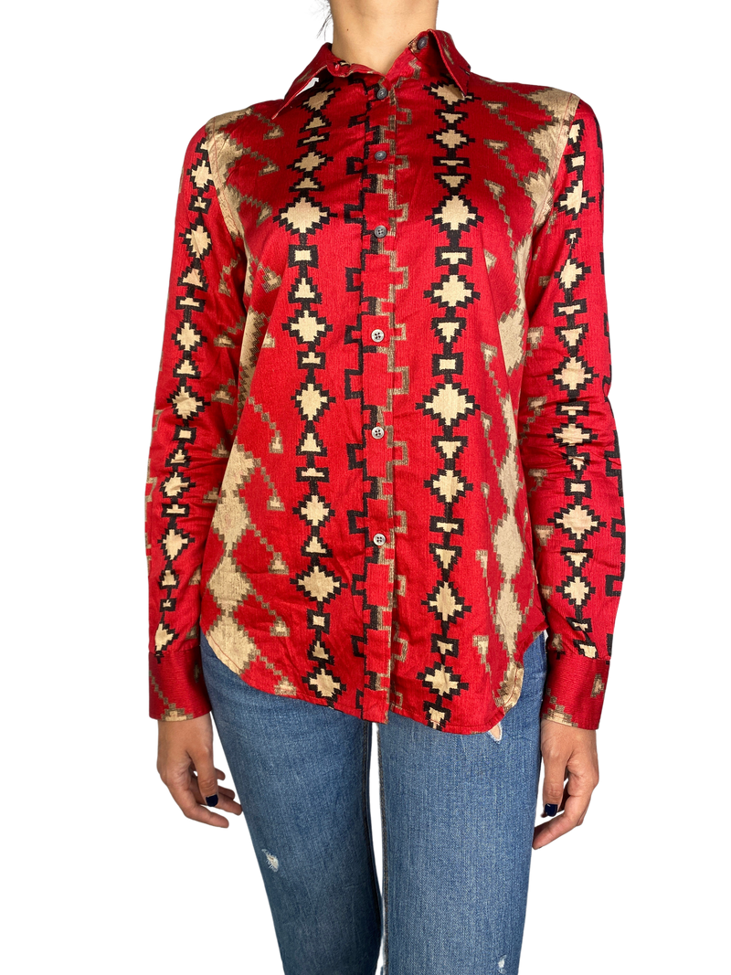 Blusa Roja Diseño Azteca