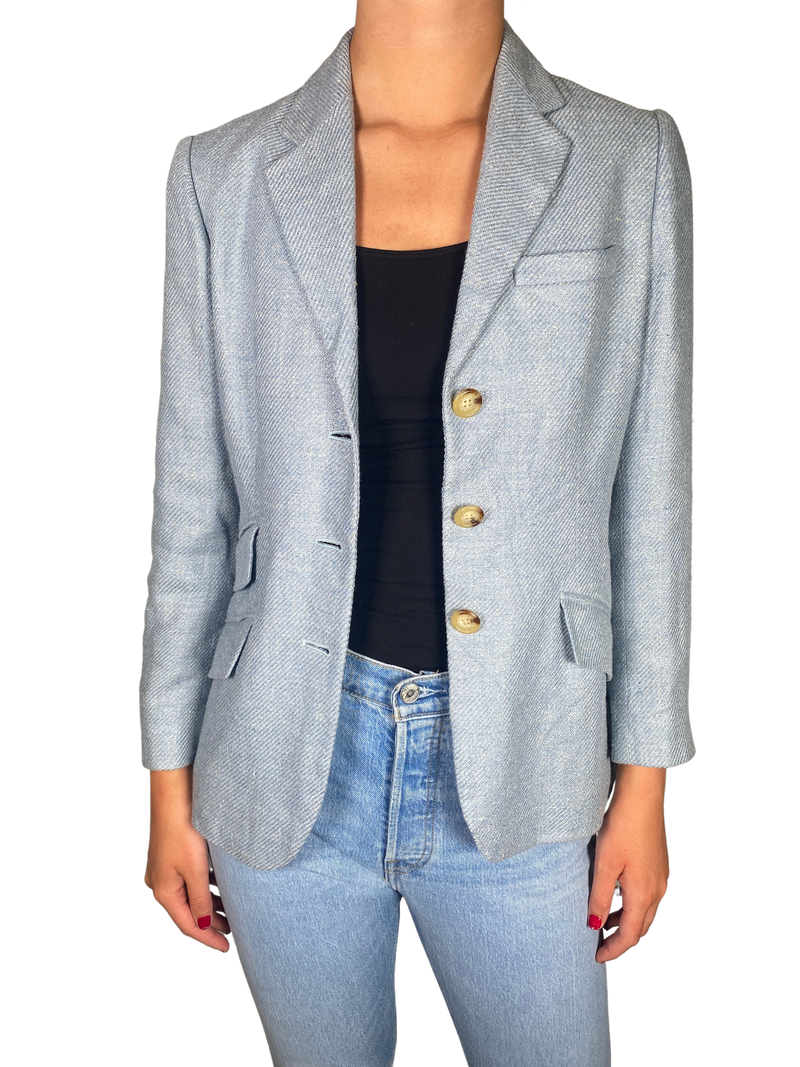 Blazer Celeste Seda y Lino