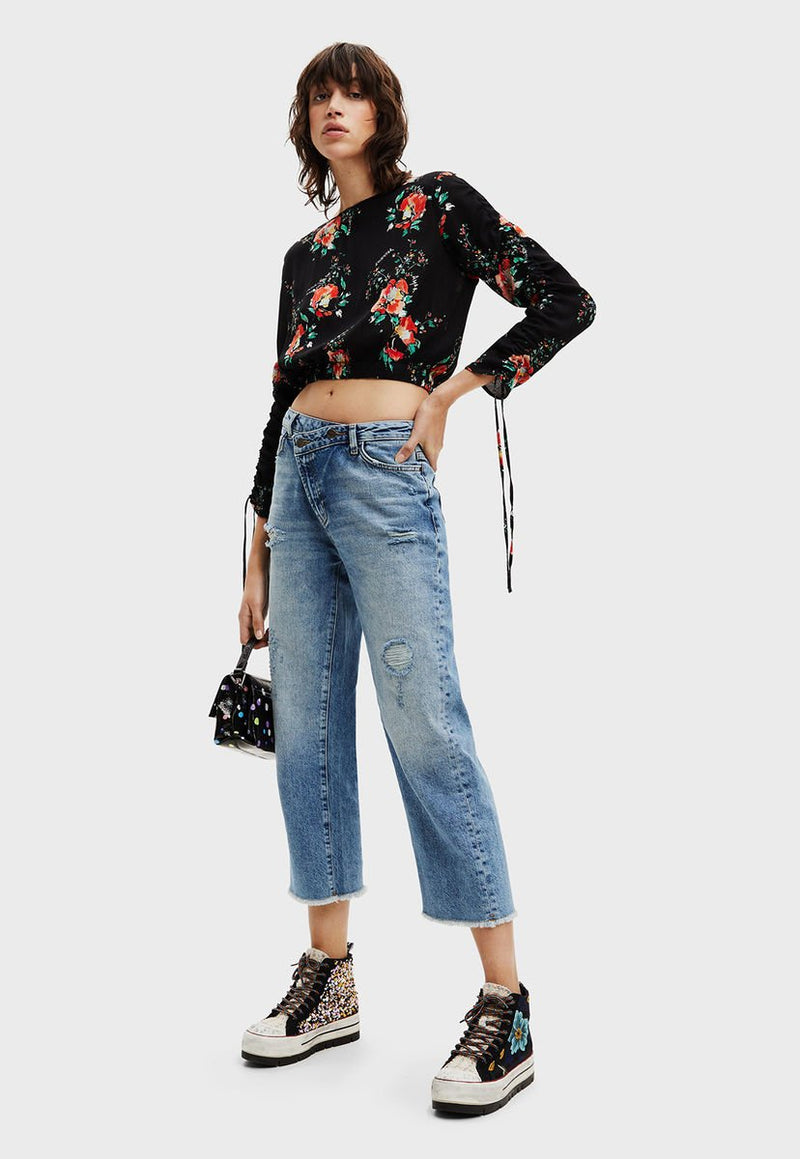 Jeans Desigual Vaqueros Boyfriend Twisted Azul - Calce Regular