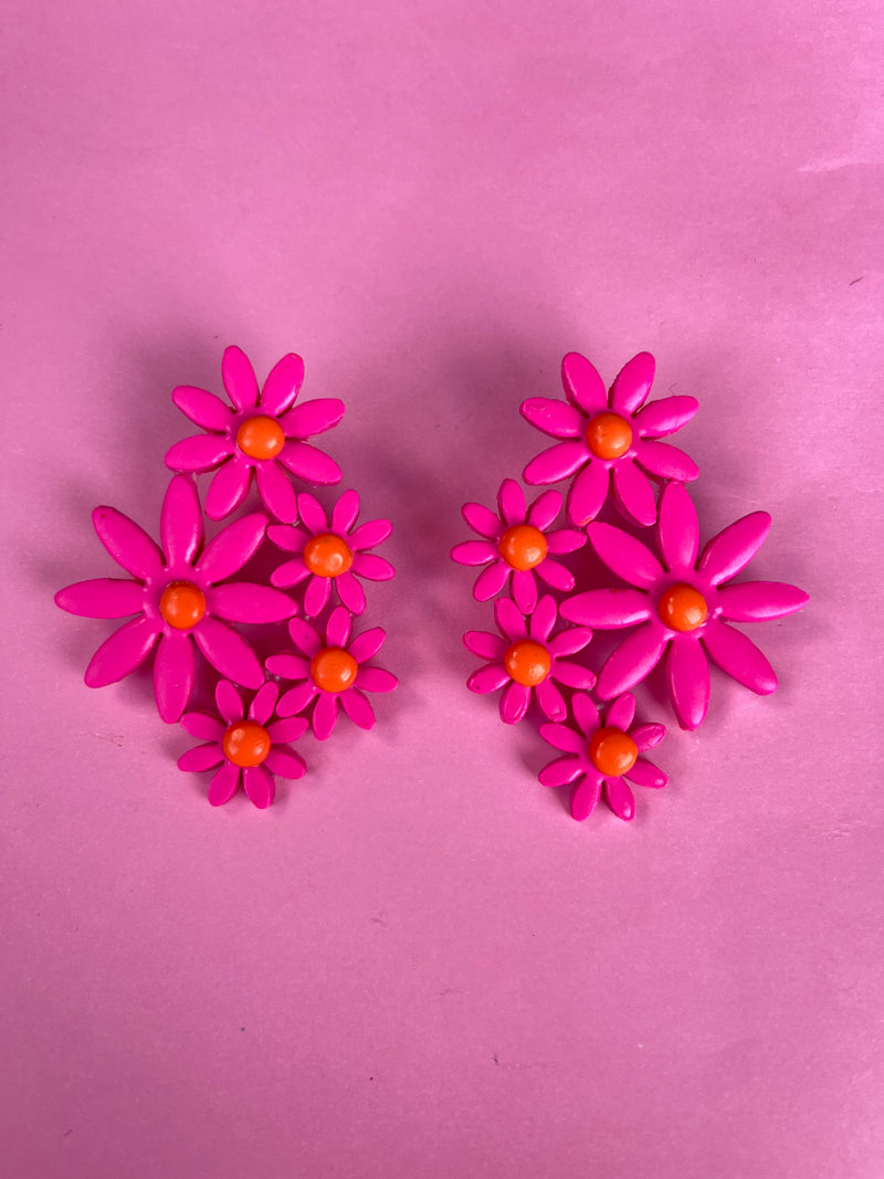 Aros Flores Fucsia