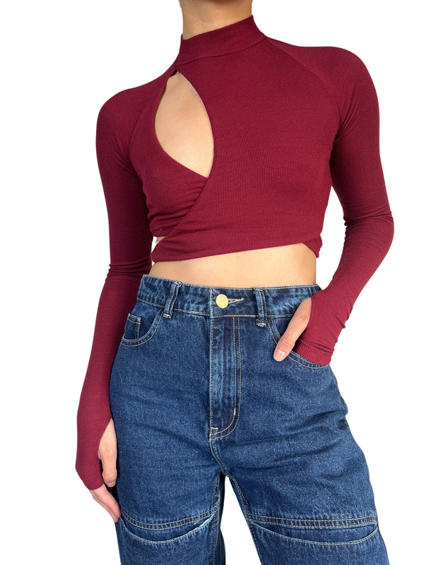 Crop Top Burdeo