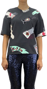 Blusa Negra Estampada