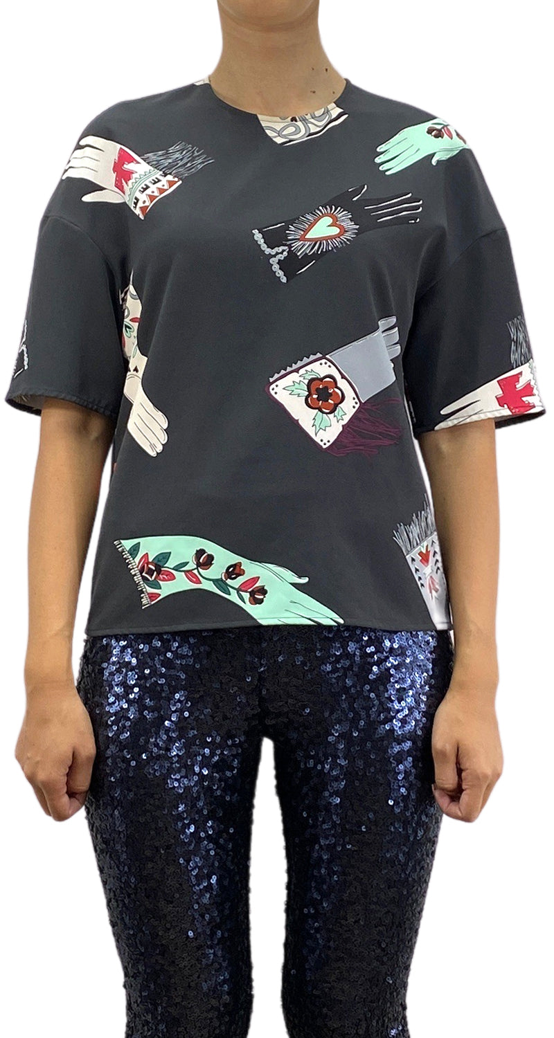 Blusa Negra Estampada