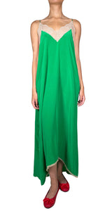 Vestido Seda Verde Tirantes