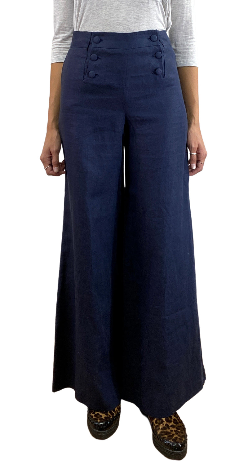 Pantalón Lino Azul