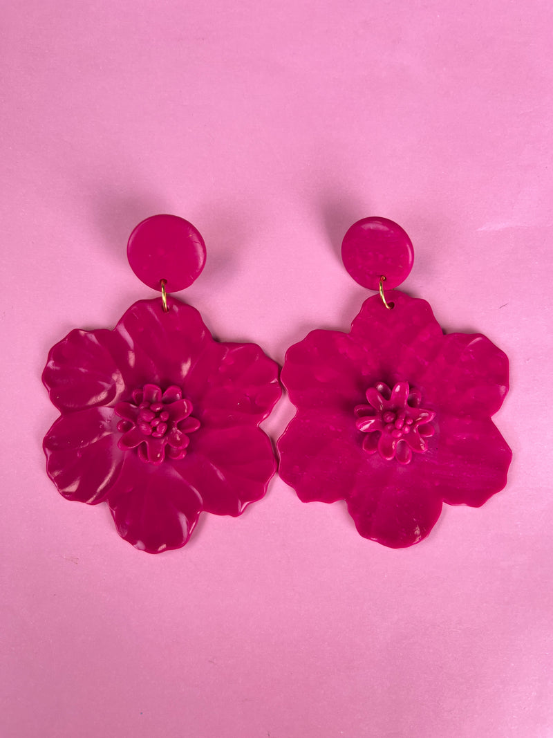 Aros Flor Fucsia