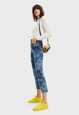 Jeans Desigual Straight Cropped Azul