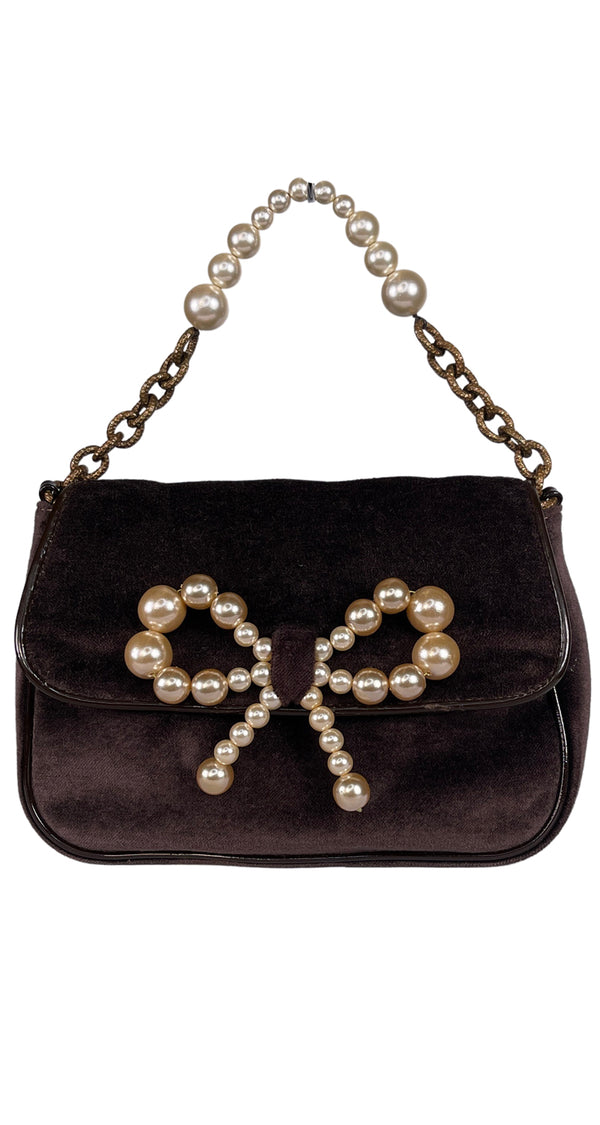 Bolso Lazo Perlas Velvet