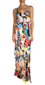 Vestido Seda Multicolor Maxi