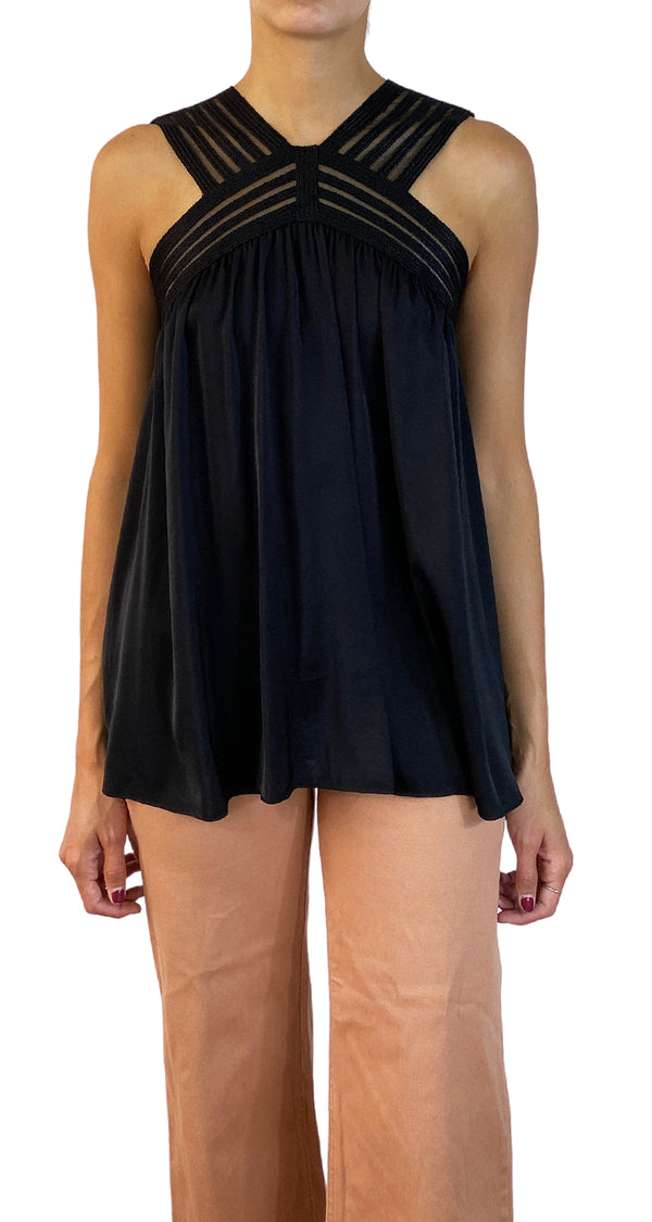 Blusa Negra Cuello Cruzado