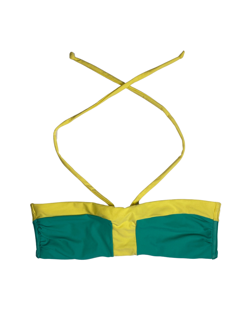 Top Bikini Bicolor Verde Y Amarillo