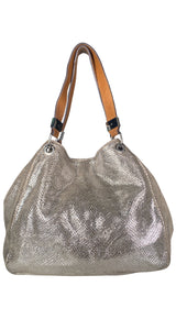 Bolso Plateado Cuero Vacuno