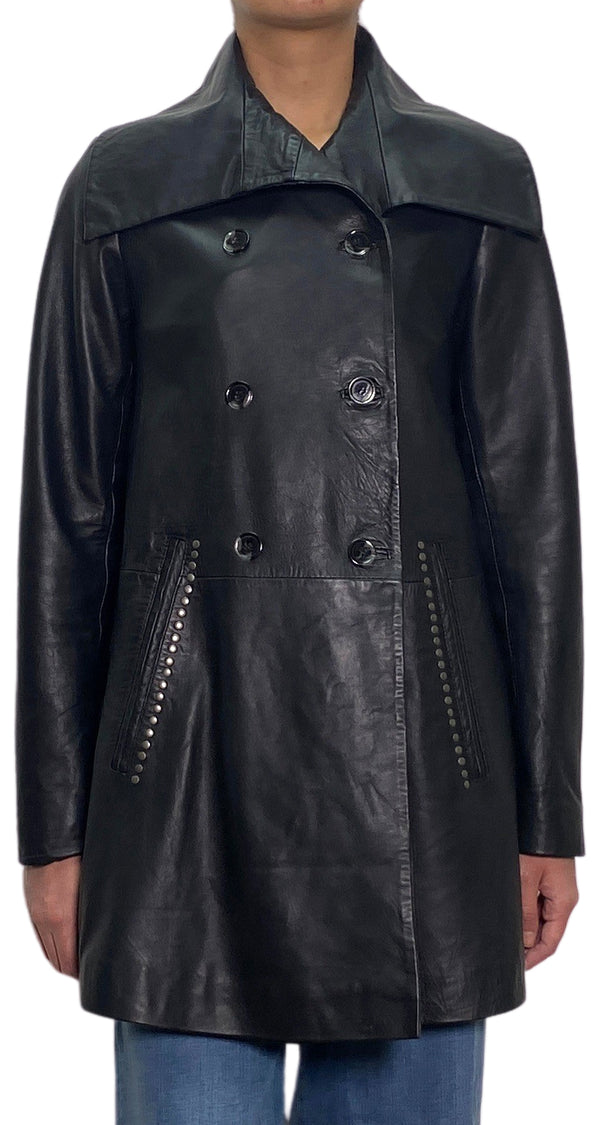 Chaqueta Cuero Negro Oversize