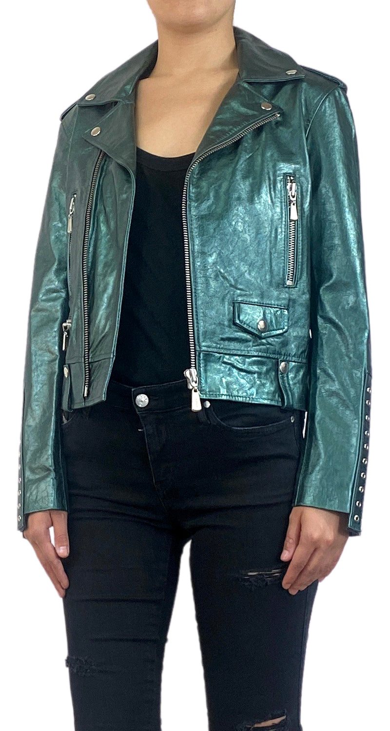 Chaqueta Cuero Verde