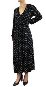 Vestido Maxi Negro Lunares