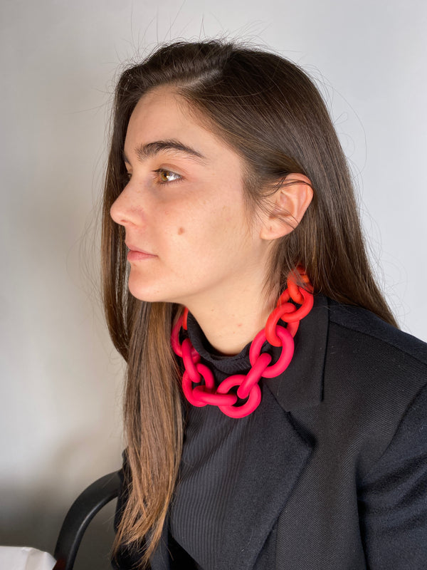 Collar Eslabón Degradé Rosado con Naranjo