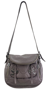 Cartera Cuero Gris