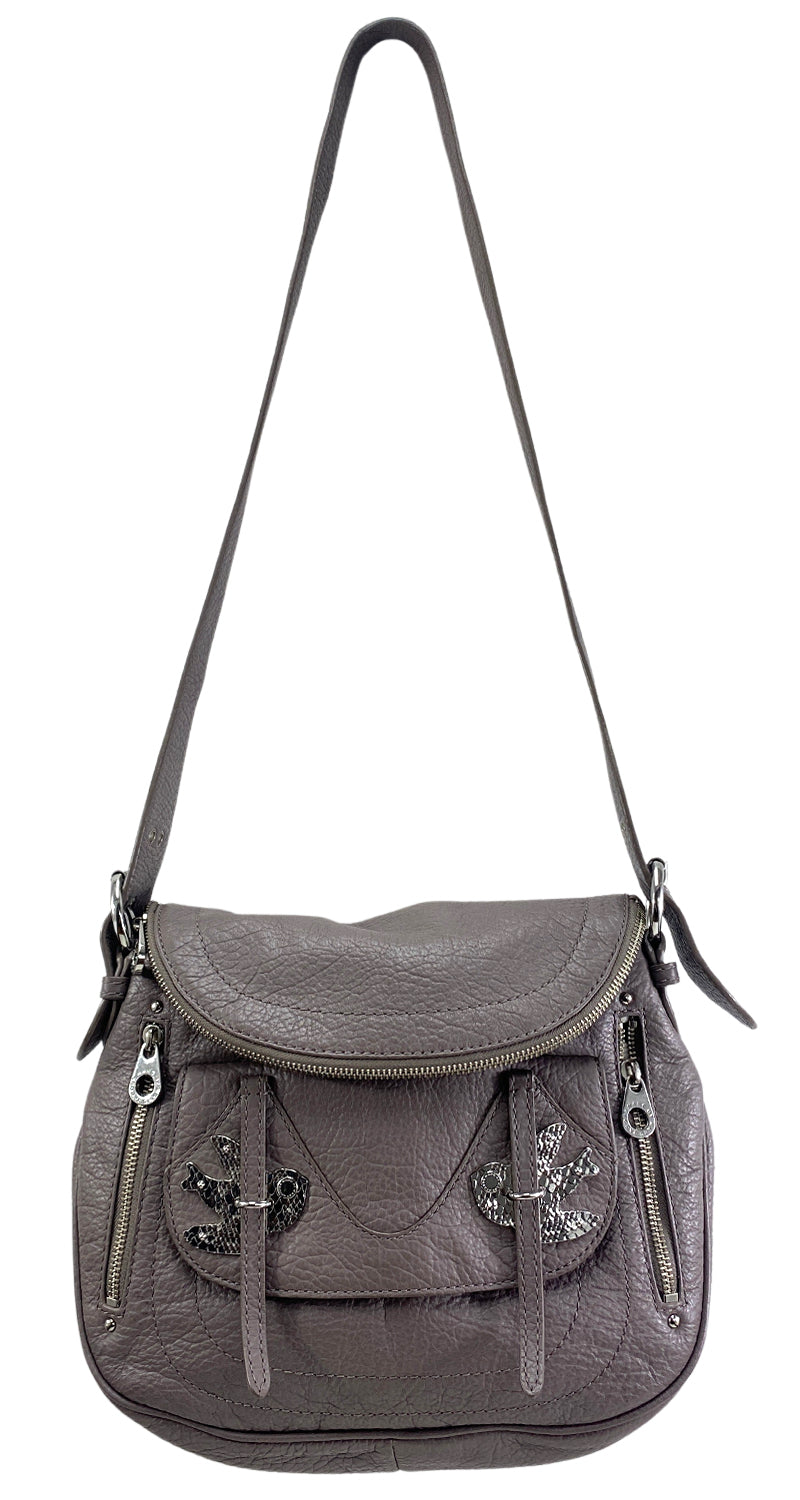 Cartera Cuero Gris