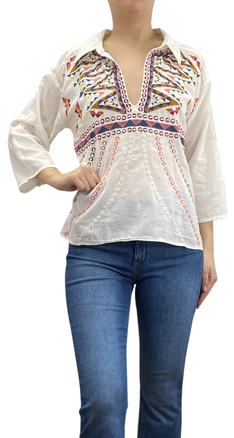 Blusa Blanca Bordada