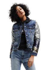 Chaqueta Desigual Hybrid Denim Bomber Jacket Azul - Calce Regular