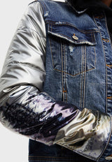 Chaqueta Desigual Hybrid Denim Bomber Jacket Azul - Calce Regular