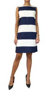 Vestido Lino a Rayas Navy