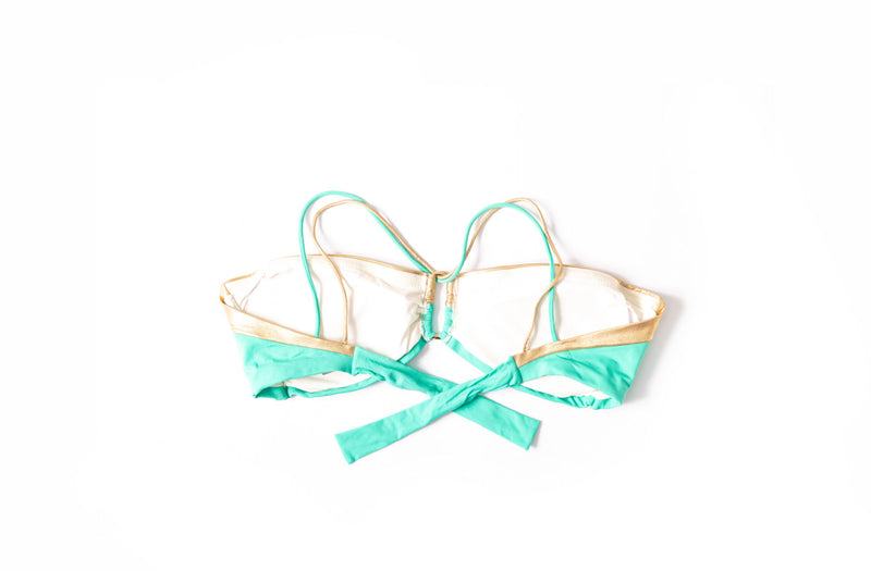 Top Bikini Verde Y Dorado