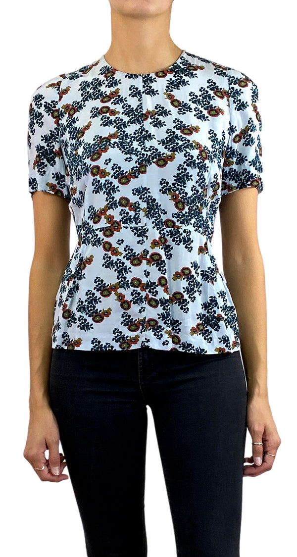 Blusa Celeste Flores