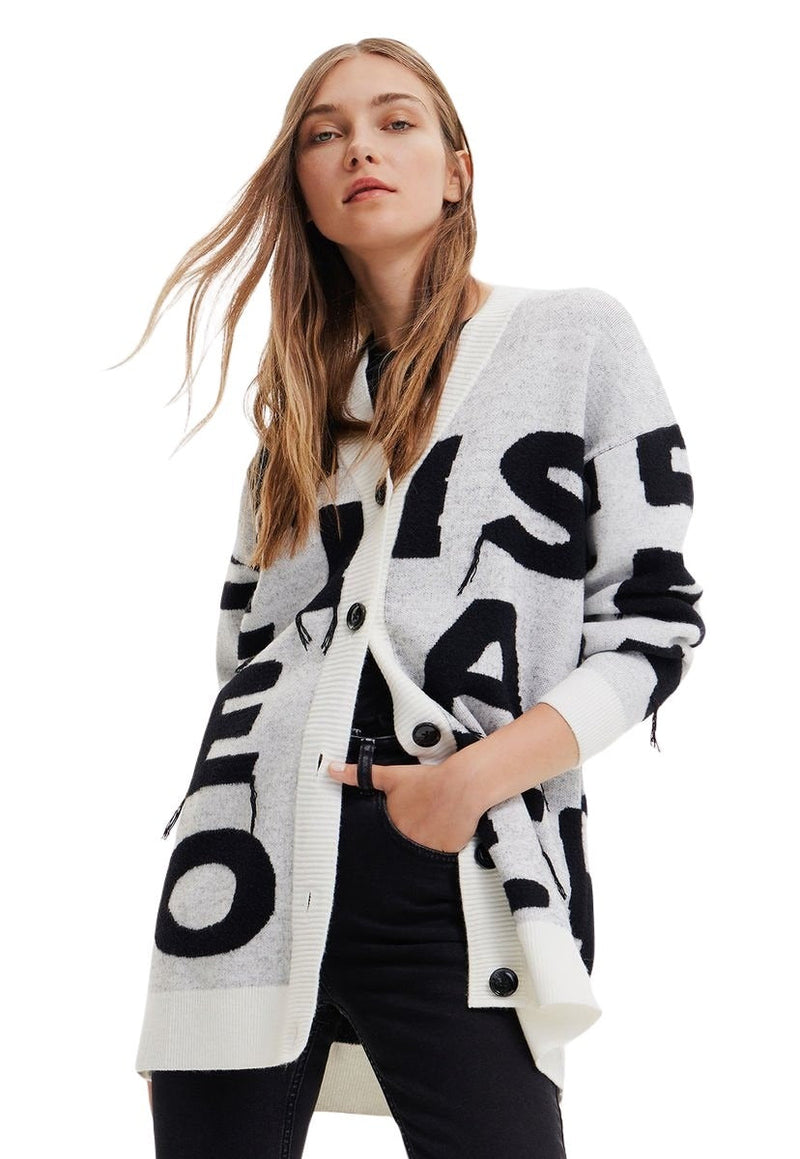 Cardigan Desigual Blanco - Calce Oversize