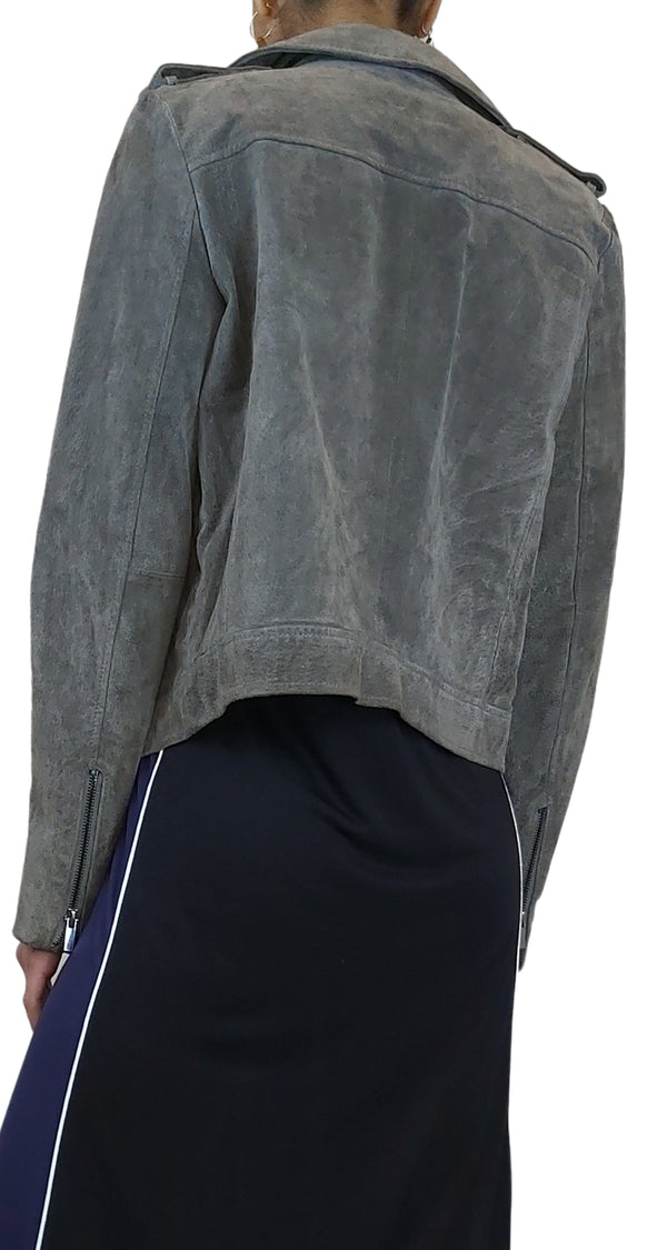 Chaqueta Biker Gamuza Gris