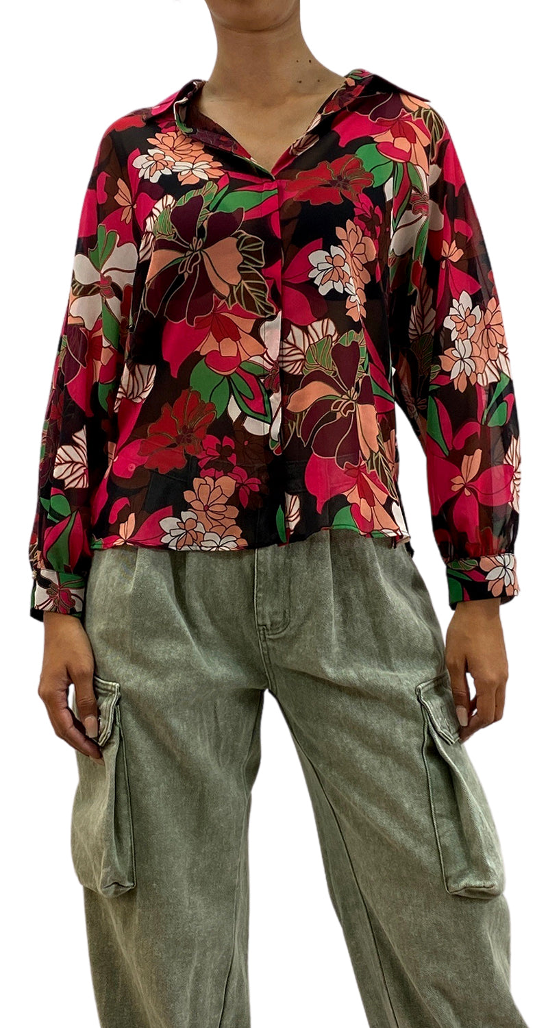 Blusa Flores Traslucida