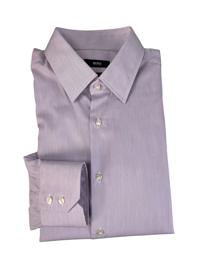 Camisa Regular Fit Rayas Lila