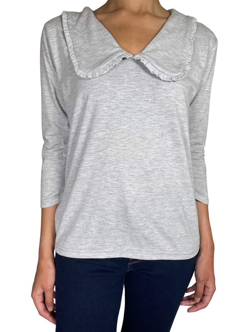 Polera Gris Cuello Bobo