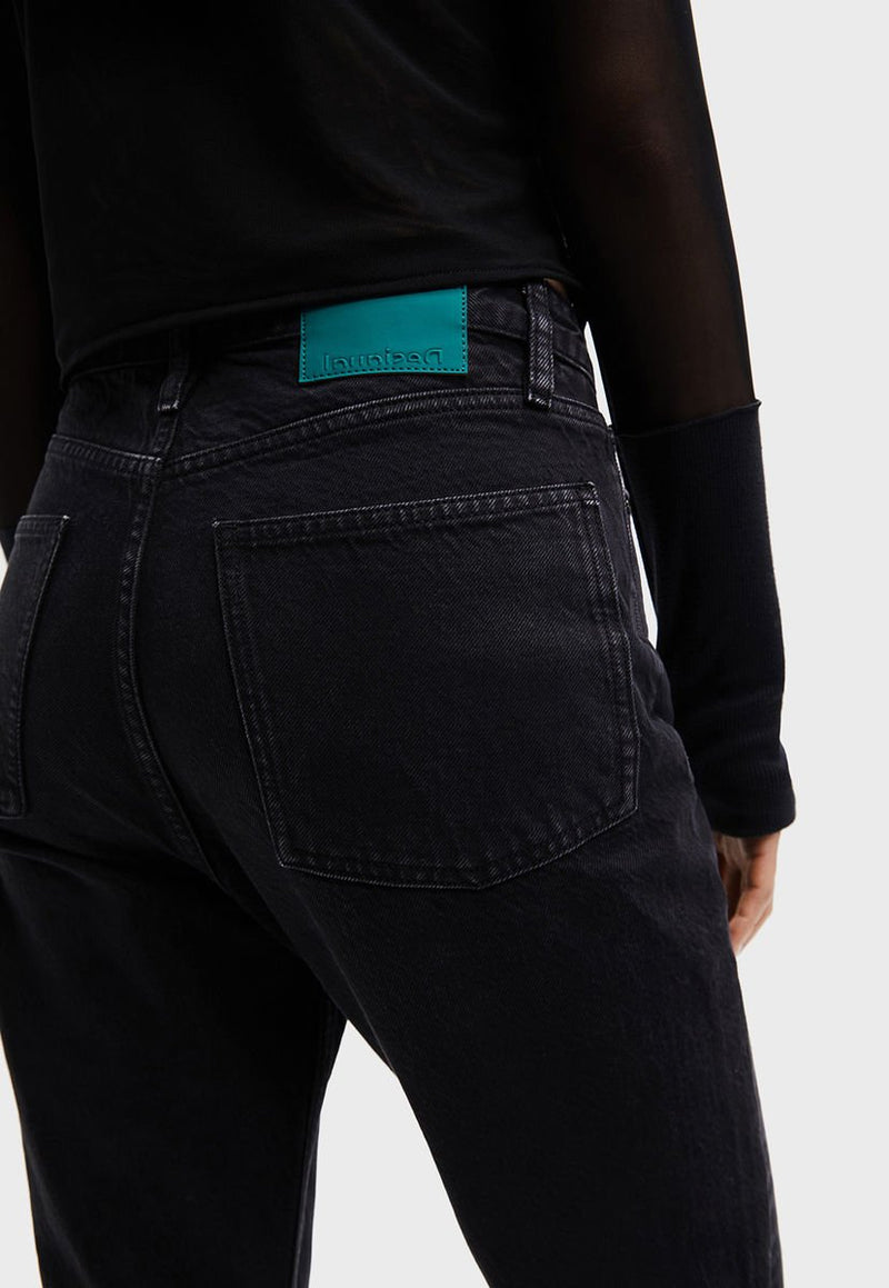 Jeans Desigual Straight Cropped Negro