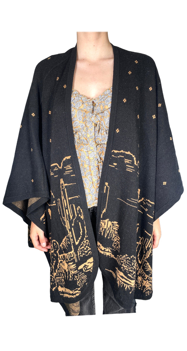 Poncho Estampado Café