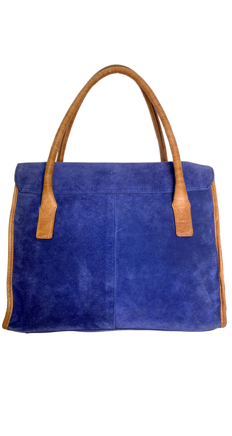 Cartera Cuero Gamuza Azul