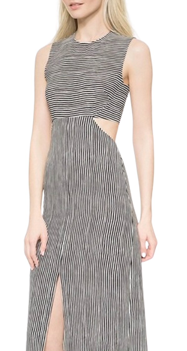 Back Neckline Striped Dress