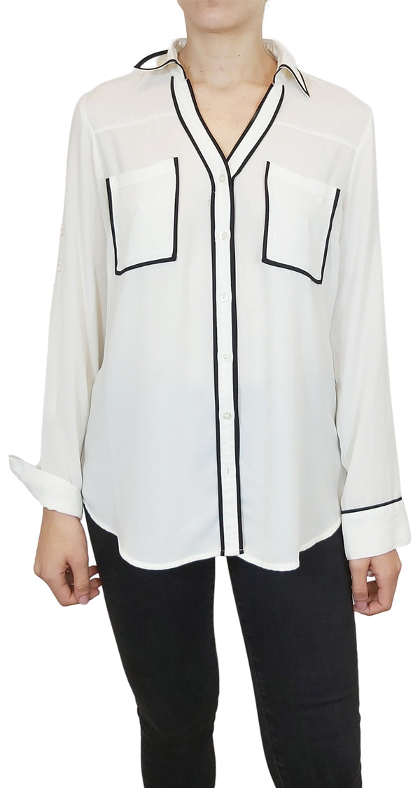 Blusa Blanca con Ribetes Negros