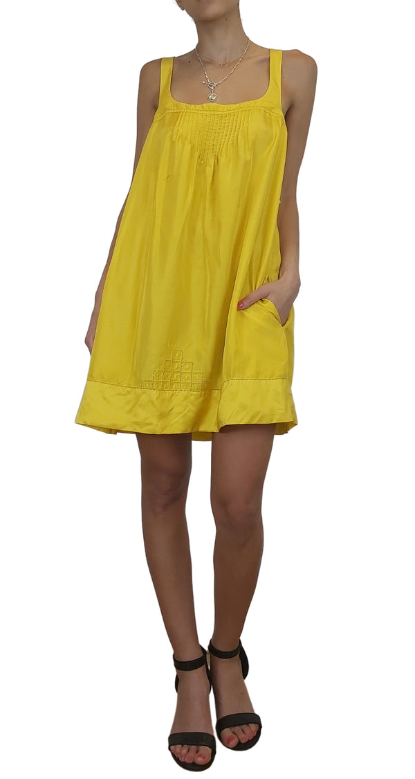 Mini Vestido Seda Amarillo